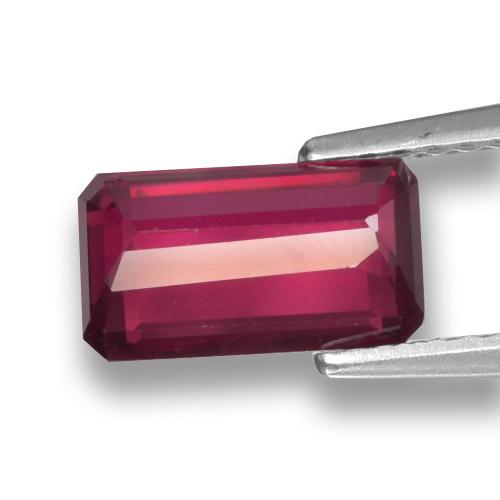 Rubí rojo natural de 1,71 ct, corte esmeralda, VS-SI