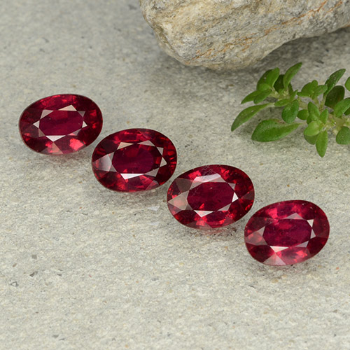 Gemas de rubí rojo medio natural de 5,14 ct, corte óvalo, VS-SI