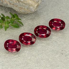 Gemas de rubí rojo medio natural de 5,14 ct, corte óvalo, VS-SI