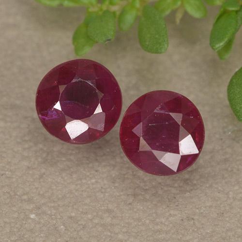 Gemas de rubí rojo vino natural de 1,08 ct, corte redondo, VS-SI