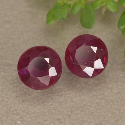 Gemas de rubí rojo vino natural de 1,08 ct, corte redondo, VS-SI