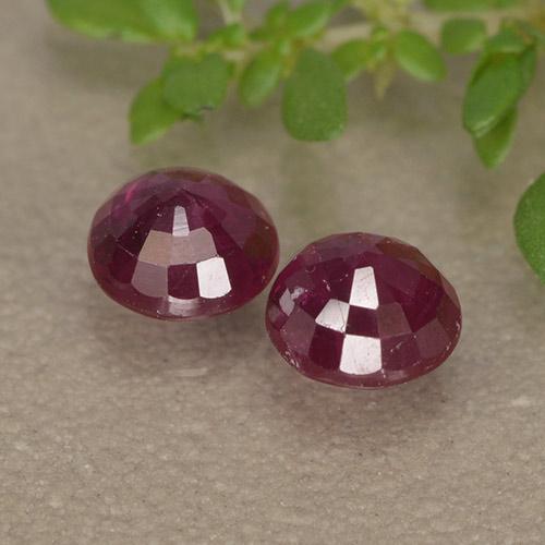 Gemas de rubí rojo vino natural de 1,08 ct, corte redondo, VS-SI
