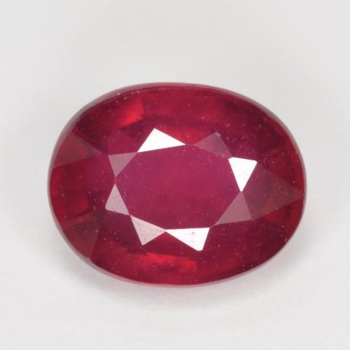 Rubí rosado rojizo intenso natural de 2,45 ct, corte óvalo, VS-SI