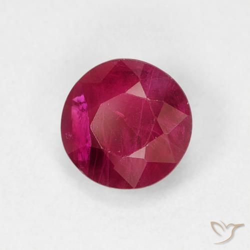 Rubí Rojo oscuro natural de 0.76 ct, Redondo, VS-SI