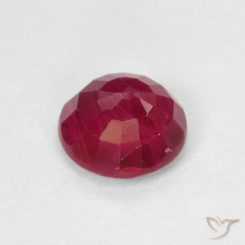 Rubí Rojo oscuro natural de 0.76 ct, Redondo, VS-SI