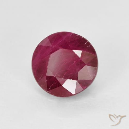 Rubí Rojo oscuro natural de 1.02 ct, Redondo, VS-SI