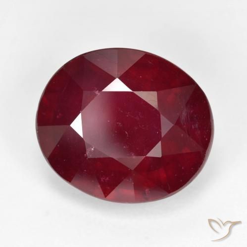 Rubí Rojo oscuro natural de 9.58 ct, Ovalada, VS-SI