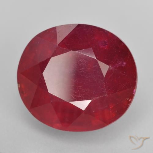 Rubí Rojo medio natural de 15.41 ct, Ovalada, VS-SI