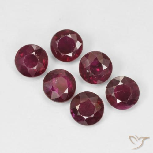 Gemas de Rubí Rojo oscuro natural de 1.50 ct, Redondo, VS-SI