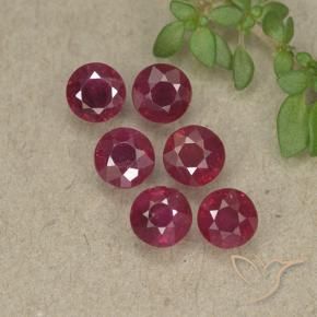 Gemas de Rubí Rojo vino natural de 1.55 ct, Redondo, VS-SI