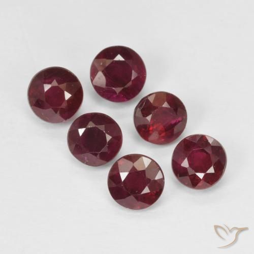 Gemas de Rubí Rojo medio natural de 1.80 ct, Redondo, VS-SI