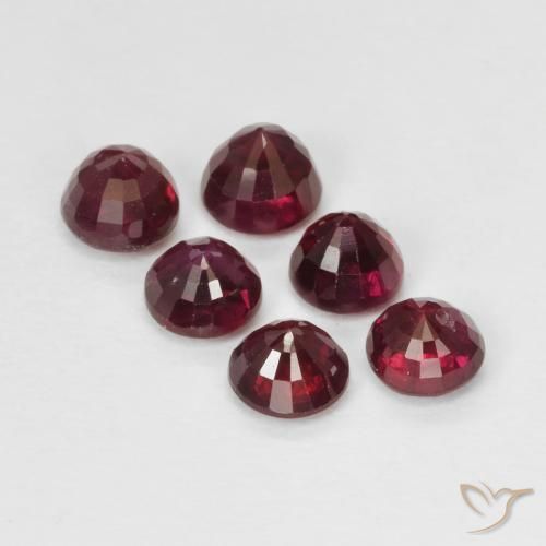Gemas de Rubí Rojo medio natural de 1.80 ct, Redondo, VS-SI
