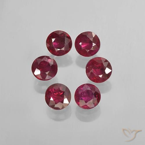 Gemas de Rubí Rojo medio natural de 1.40 ct, Redondo, VS-SI