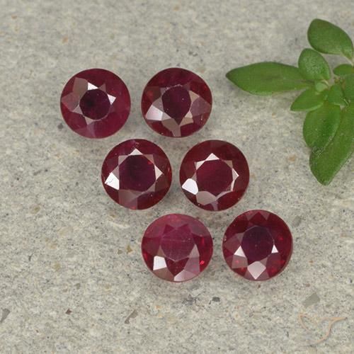Gemas de Rubí Rojo vino natural de 1.38 ct, Redondo, VS-SI