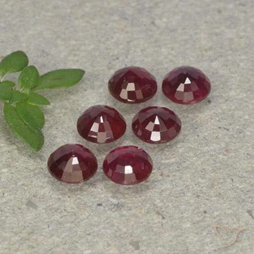 Gemas de Rubí Rojo vino natural de 1.38 ct, Redondo, VS-SI