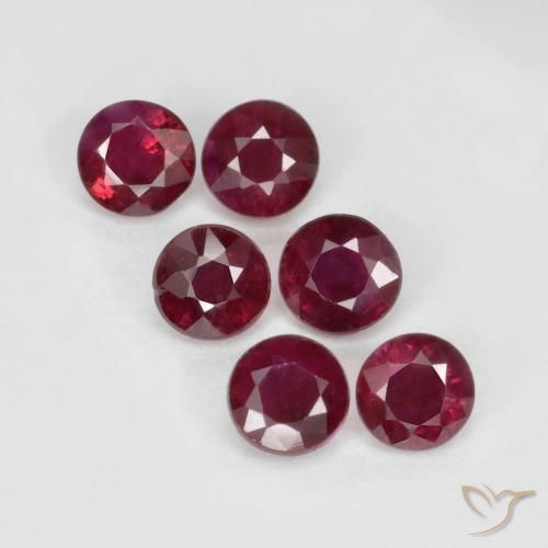 Gemas de Rubí Rojo medio natural de 1.33 ct, Redondo, VS-SI