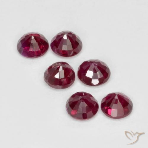 Gemas de Rubí Rojo medio natural de 1.33 ct, Redondo, VS-SI
