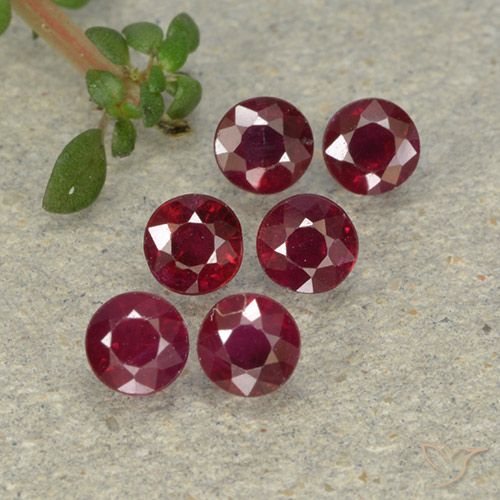 Gemas de Rubí Rojo medio natural de 1.52 ct, Redondo, VS-SI