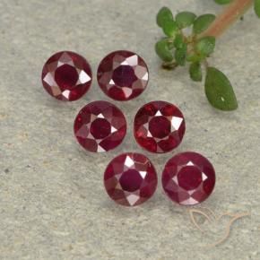 Gemas de Rubí Rojo medio natural de 1.52 ct, Redondo, VS-SI