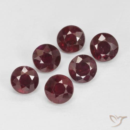 Gemas de Rubí Rojo vino natural de 1.79 ct, Redondo, VS-SI