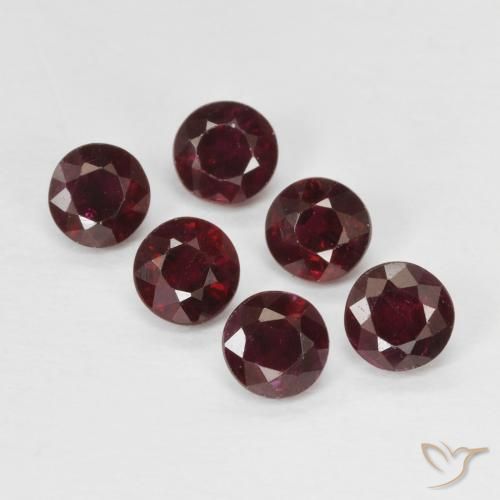 Gemas de rubí rojo vino natural de 1,51 ct, corte redondo, VS-SI