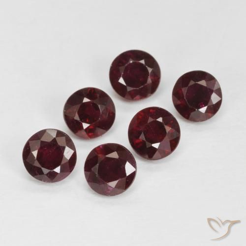 Gemas de rubí rojo vino natural de 1,51 ct, corte redondo, VS-SI