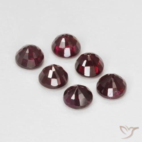 Gemas de rubí rojo vino natural de 1,51 ct, corte redondo, VS-SI