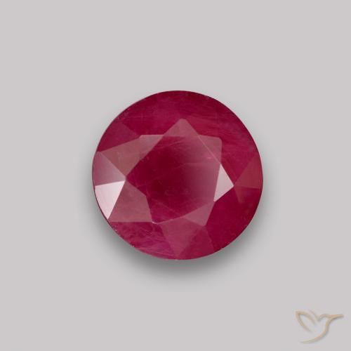Rubí Rojo oscuro natural de 0.94 ct, Redondo, VS-SI