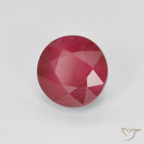 Rubí Carmesí intenso natural de 0.96 ct, Redondo, VS-SI