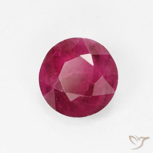 Rubí Rojo rosado natural de 0.80 ct, Redondo, VS-SI