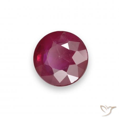 Rubí Rojo oscuro natural de 0.97 ct, Redondo, VS-SI