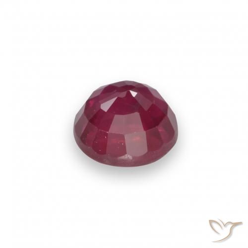 Rubí Rojo oscuro natural de 0.97 ct, Redondo, VS-SI