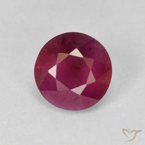 Rubí Rojo medio natural de 0.97 ct, Redondo, VS-SI