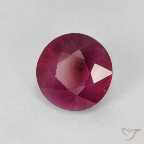 Rubí Rojo medio natural de 0.97 ct, Redondo, VS-SI