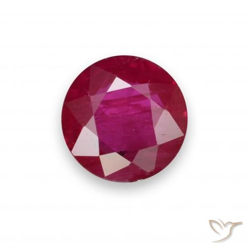 Rubí Rojo oscuro medio natural de 0.73 ct, Redondo, VS-SI