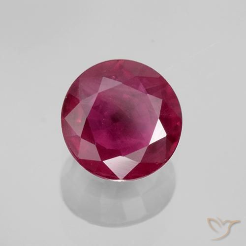 Rubí Rojo oscuro natural de 0.70 ct, Redondo, VS-SI