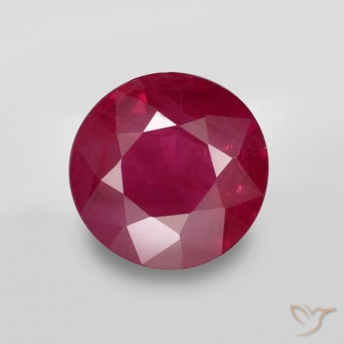 0.92ct Natural Rojo oscuro Rubí, Redondo, VS-SI