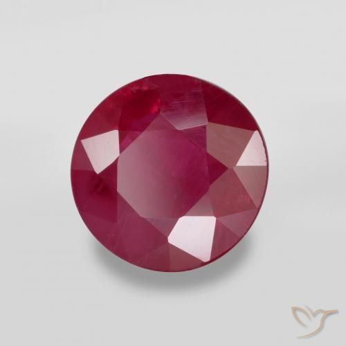 Rubí Rojo oscuro natural de 0.92 ct, Redondo, VS-SI
