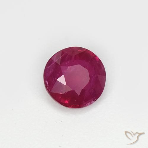 Rubí Rojo medio natural de 0.64 ct, Redondo, VS-SI
