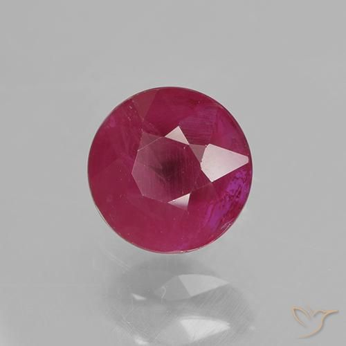 Rubí Rojo medio natural de 0.96 ct, Redondo, VS-SI