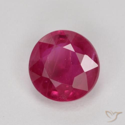 Rubí Rosado rojizo natural de 0.80 ct, Redondo, VS-SI