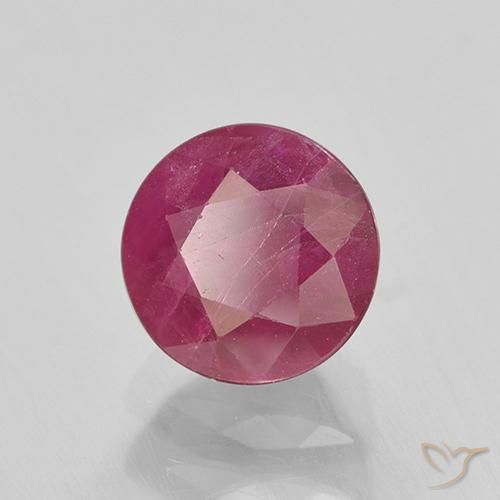 Rubí Rosado rojizo natural de 1.55 ct, Redondo, VS-SI