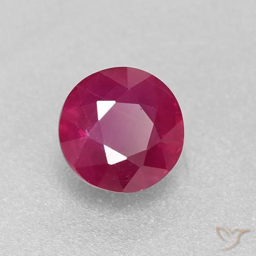Rubí Rosado rojizo natural de 0.85 ct, Redondo, VS-SI