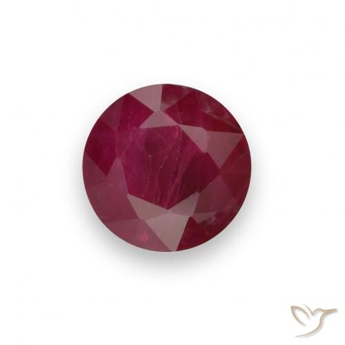 Rubí Rojo oscuro natural de 0.75 ct, Redondo, VS-SI