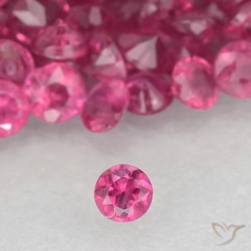 Gemas de Rubí Magenta intenso natural de 1.30 ct, Corte Redondo, VS