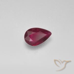 Rubí Rojo medio natural de 0.43 ct, En forma de pera, VS-SI