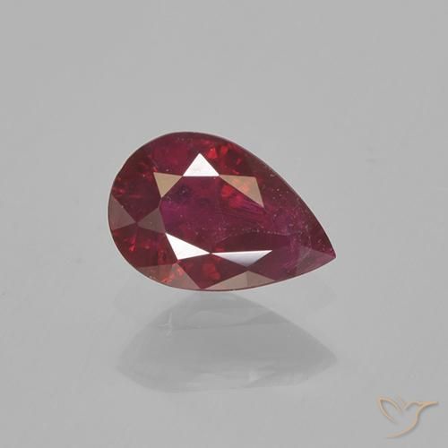 Rubí rojo natural de 0,52 ct, en forma de pera, VS-SI