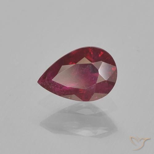 Rubí rojo natural de 0,52 ct, en forma de pera, VS-SI