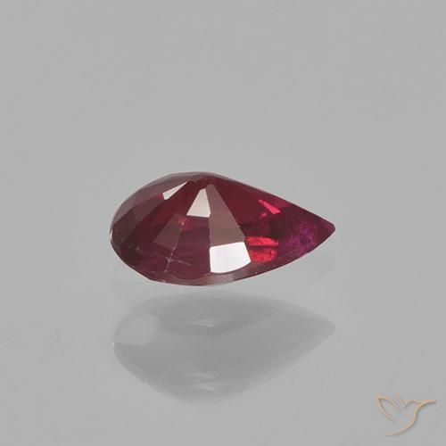 Rubí rojo natural de 0,52 ct, en forma de pera, VS-SI