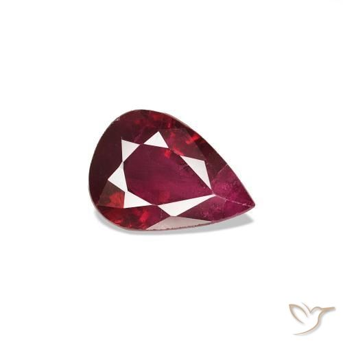 Rubí Rojo oscuro natural de 0.30 ct, En forma de pera, VS-SI